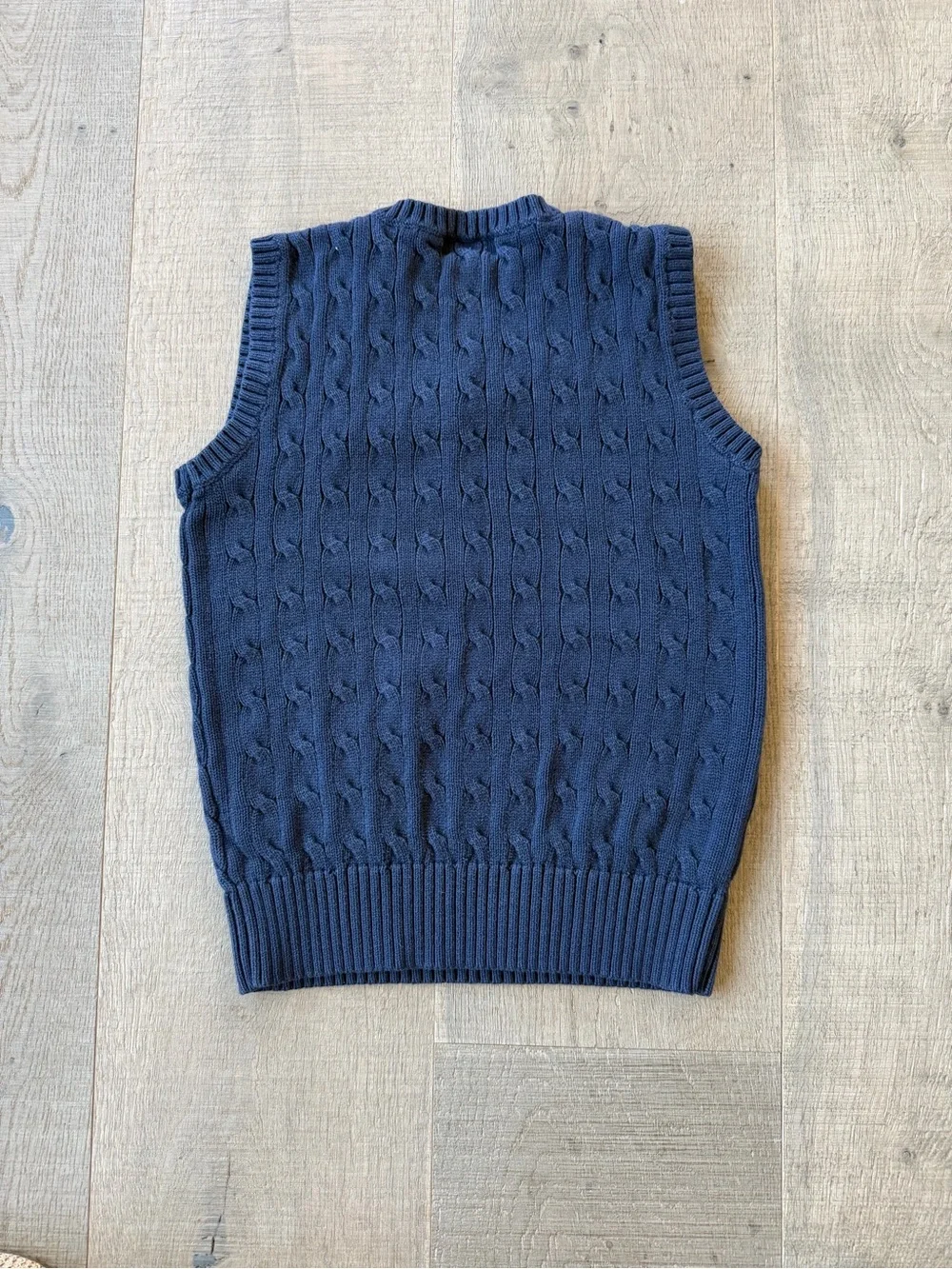 Ralph Lauren Navy Cable-Knit V-Neck Sweater Vest